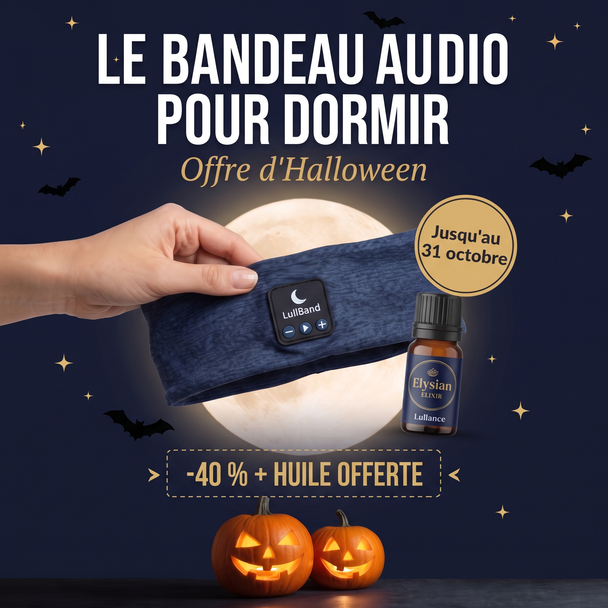 LullBand™ - Bandeau de sommeil audio Bluetooth