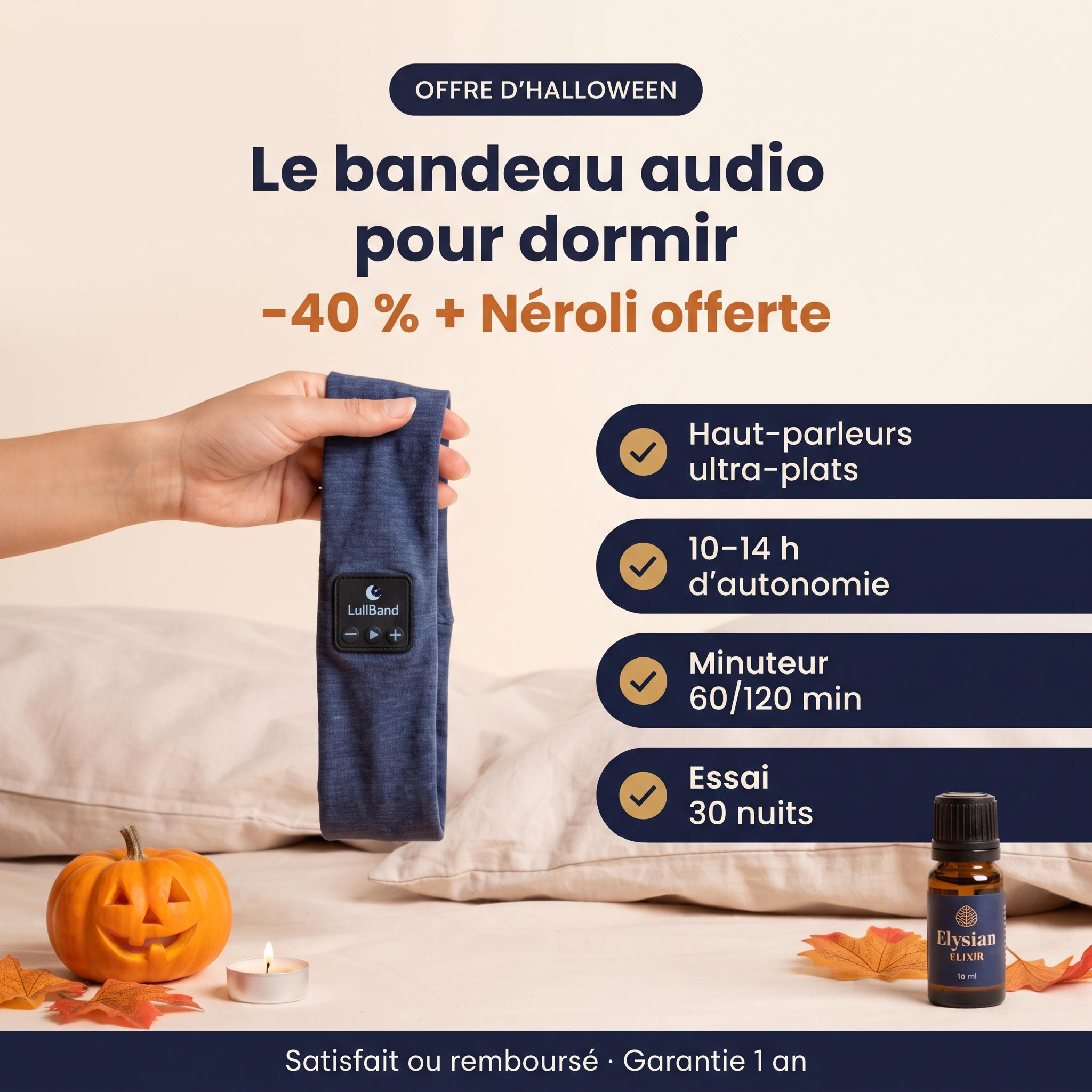LullBand™ - Bandeau de sommeil audio Bluetooth