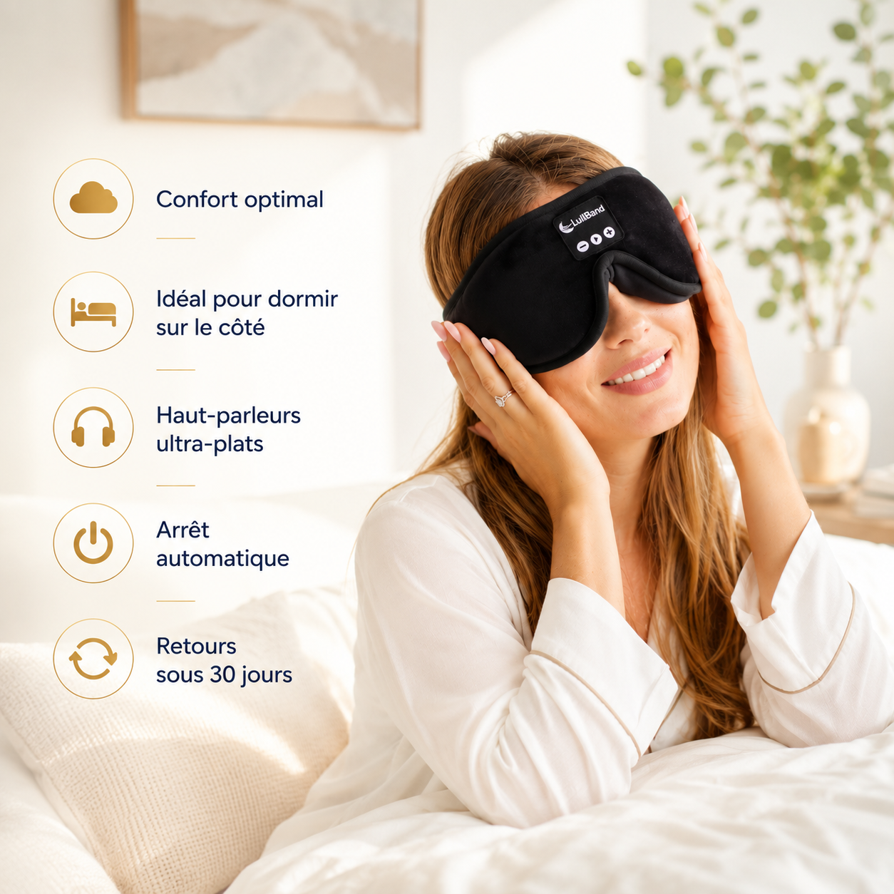 LullMask™ – Masque de sommeil audio Bluetooth